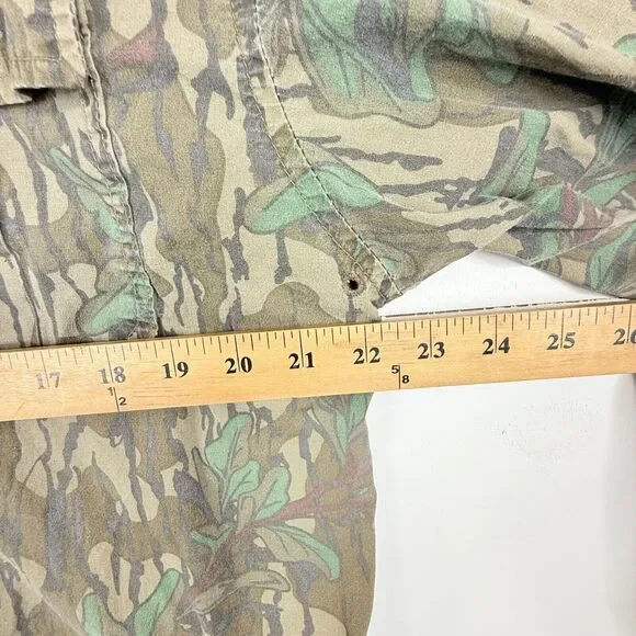 Vintage Mossy Oak Camo Button Up Shirt Mens Medium Vented Hunting Cotton - Picture 8 of 11